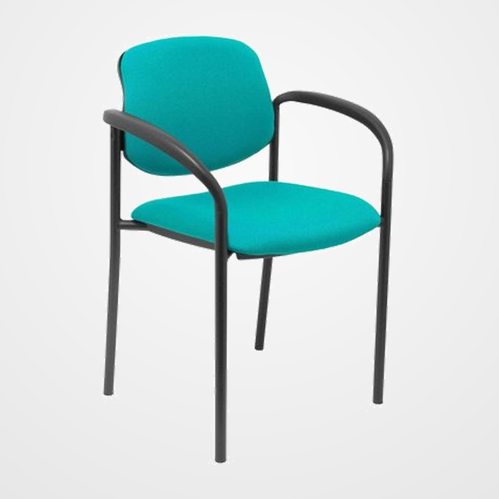 SILLA PIQUERAS Y CRESPO VILLALGORDO CONFIDENTE BRAZOS FIJOS CHASIS NEGRO ASIENTO Y RESPALDO TAPIZADOS BALI VERDE TURQUESA