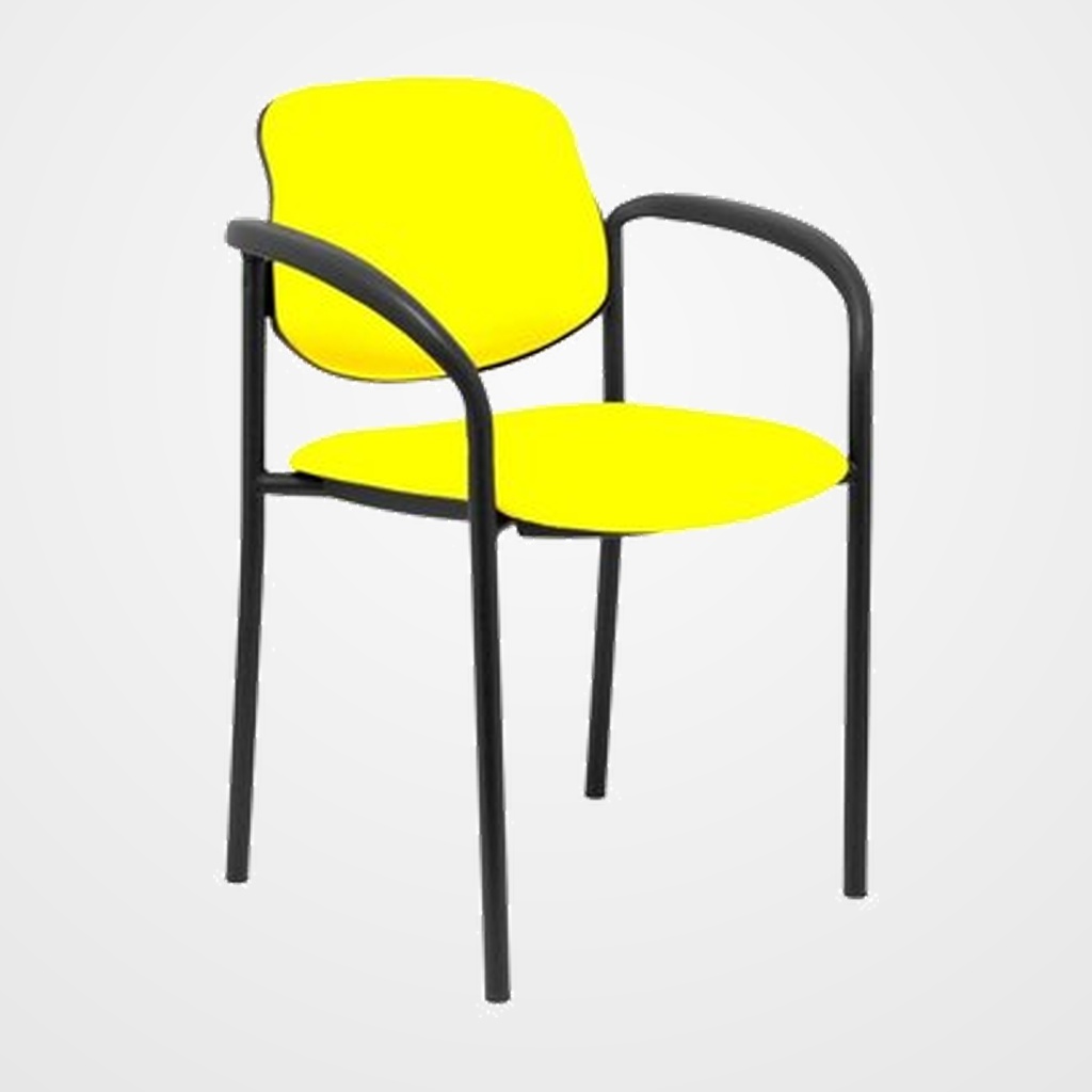 SILLA PIQUERAS Y CRESPO VILLALGORDO CONFIDENTE BRAZOS FIJOS CHASIS NEGRO ASIENTO Y RESPALDO TAPIZADOS SIMILPIEL AMARILLO