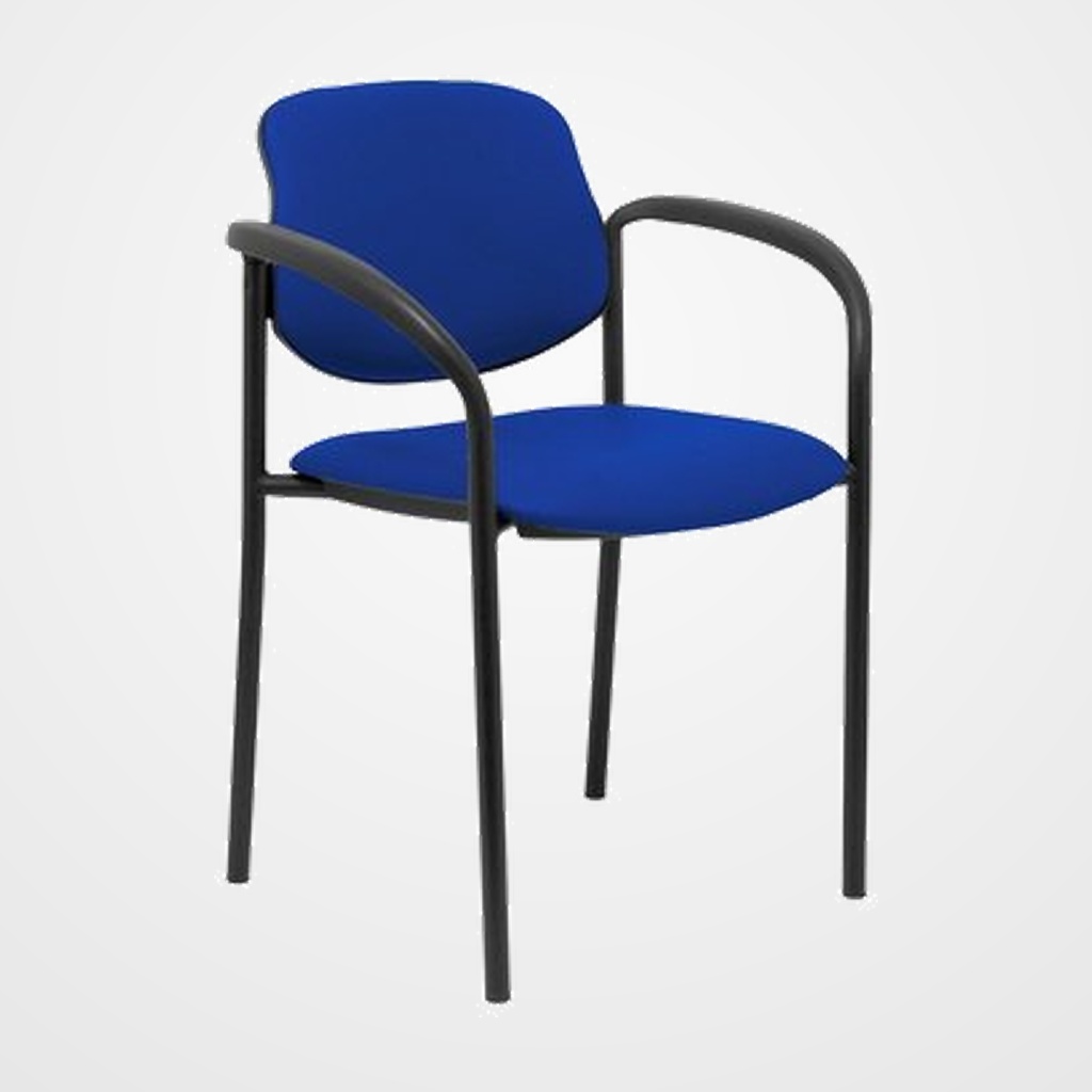 SILLA PIQUERAS Y CRESPO VILLALGORDO CONFIDENTE BRAZOS FIJOS CHASIS NEGRO ASIENTO Y RESPALDO TAPIZADOS SIMILPIEL AZUL