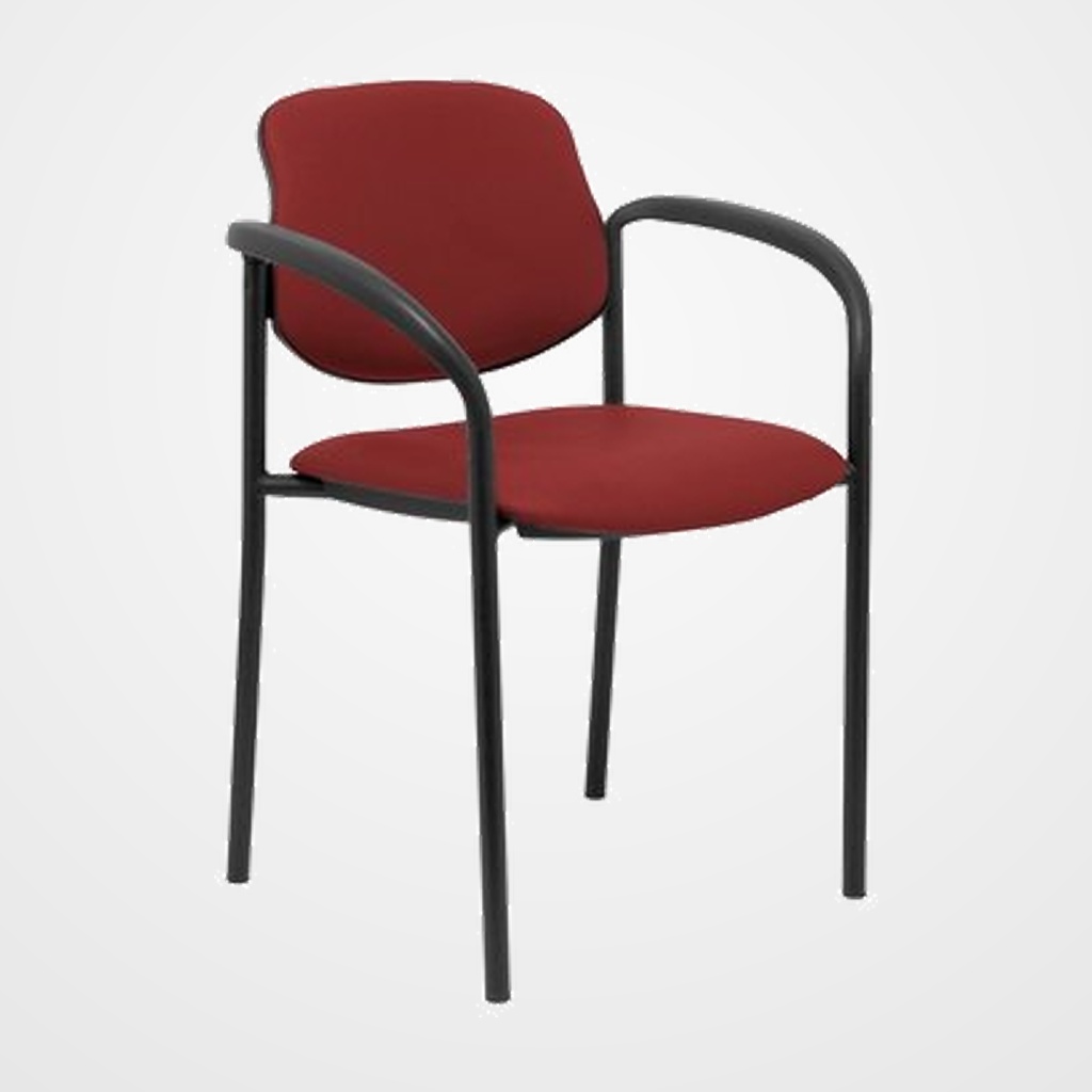 SILLA PIQUERAS Y CRESPO VILLALGORDO CONFIDENTE BRAZOS FIJOS CHASIS NEGRO ASIENTO Y RESPALDO TAPIZADOS SIMILPIEL GRANATE