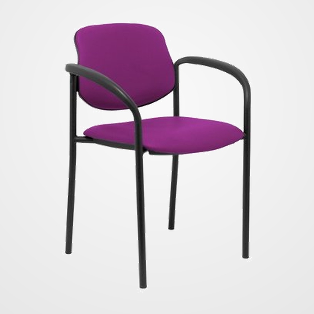 SILLA PIQUERAS Y CRESPO VILLALGORDO CONFIDENTE BRAZOS FIJOS CHASIS NEGRO ASIENTO Y RESPALDO TAPIZADOS SIMILPIEL MORADO