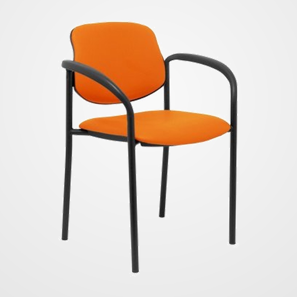 SILLA PIQUERAS Y CRESPO VILLALGORDO CONFIDENTE BRAZOS FIJOS CHASIS NEGRO ASIENTO Y RESPALDO TAPIZADOS SIMILPIEL NARANJA