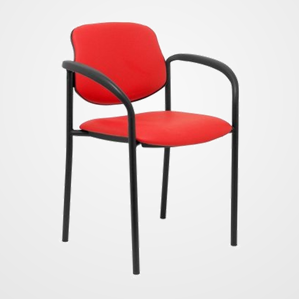 [24403638] SILLA PIQUERAS Y CRESPO VILLALGORDO CONFIDENTE BRAZOS FIJOS CHASIS NEGRO ASIENTO Y RESPALDO TAPIZADOS SIMILPIEL ROJO