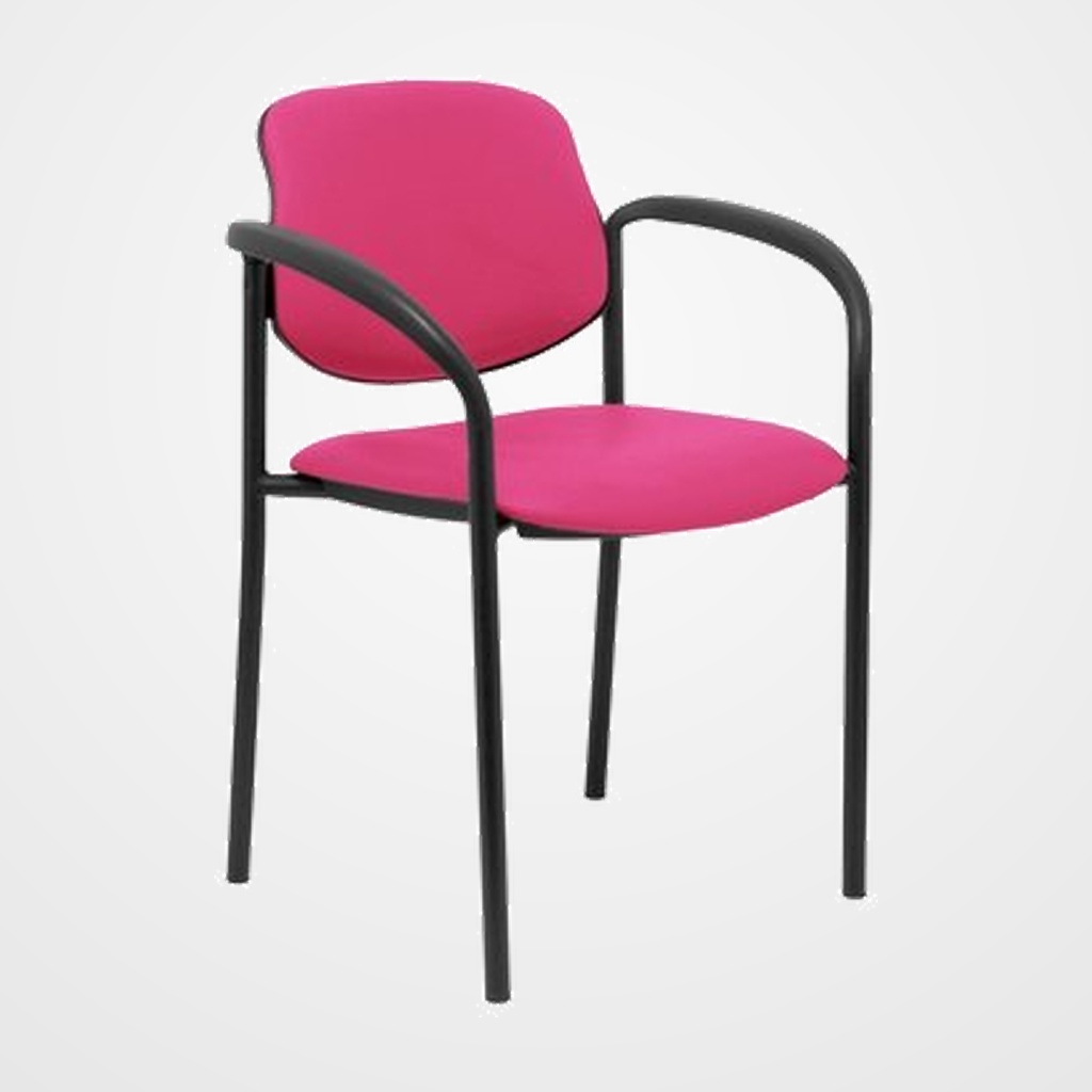 SILLA PIQUERAS Y CRESPO VILLALGORDO CONFIDENTE BRAZOS FIJOS CHASIS NEGRO ASIENTO Y RESPALDO TAPIZADOS SIMILPIEL ROSA