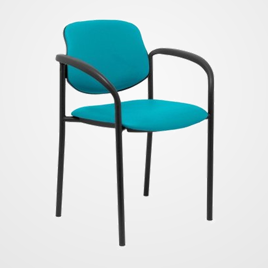 SILLA PIQUERAS Y CRESPO VILLALGORDO CONFIDENTE BRAZOS FIJOS CHASIS NEGRO ASIENTO Y RESPALDO TAPIZADOS SIMILPIEL VERDE
