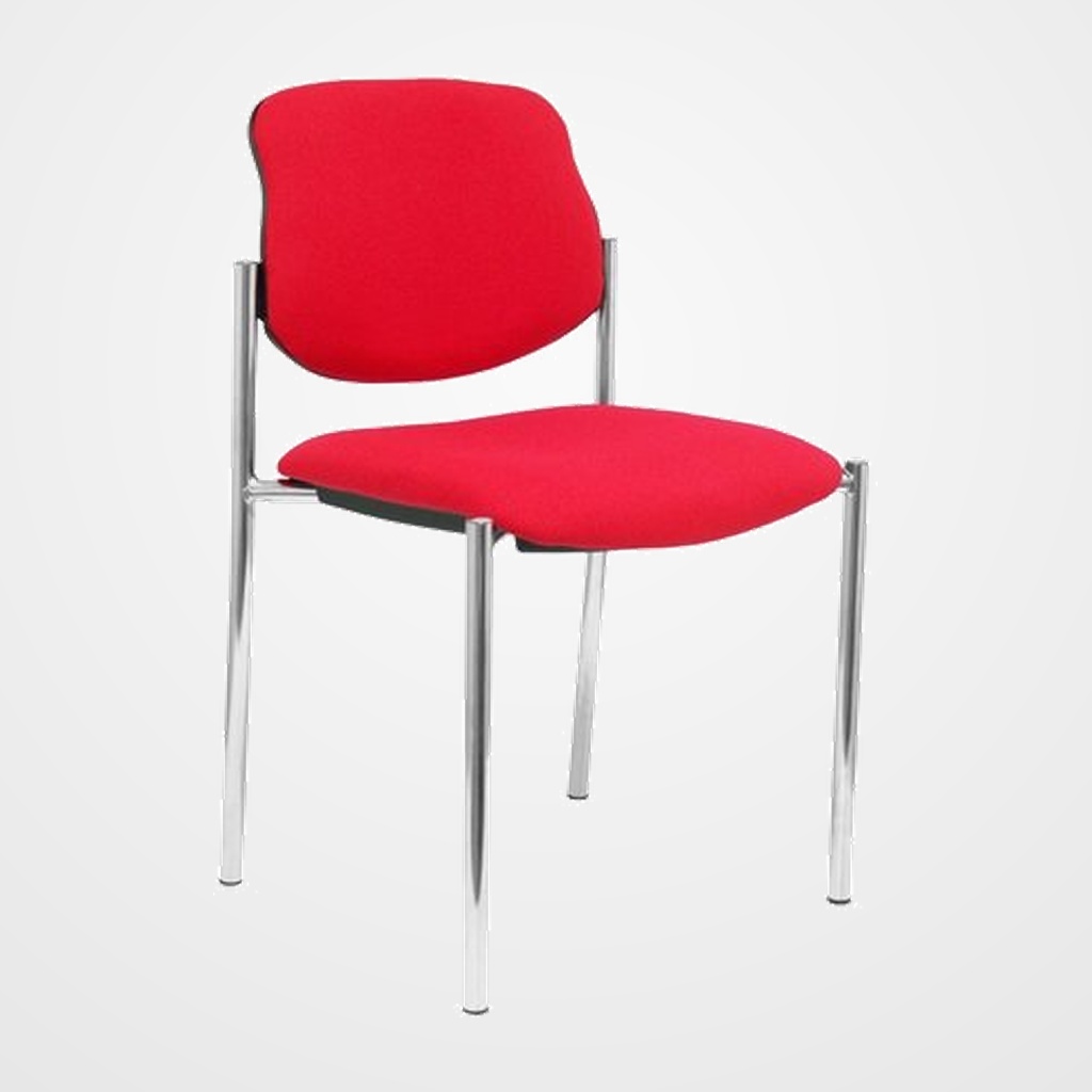 SILLA PIQUERAS Y CRESPO VILLALGORDO CONFIDENTE CHASIS CROMO ASIENTO Y RESPALDO TAPIZADOS BALI ROJO