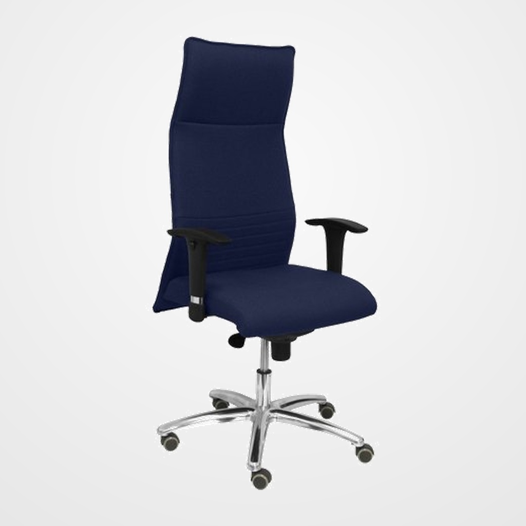 SILLON PIQUERAS Y CRESPO ALBACETE XL DIRECCION HASTA 160 Kg MECANISMO SINCRO BRAZOS REGULABLES EN ALTURA CON ESPUMA VISCOELASTICA ASIENTO A MEDIDA TAPIZADO BALI AZUL MARINO