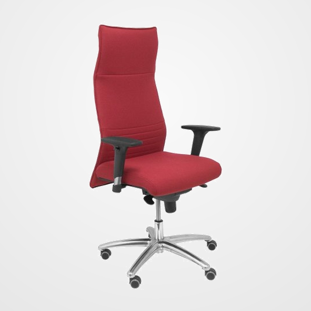 SILLON PIQUERAS Y CRESPO ALBACETE XL DIRECCION HASTA 160 Kg MECANISMO SINCRO BRAZOS REGULABLES EN ALTURA CON ESPUMA VISCOELASTICA ASIENTO A MEDIDA TAPIZADO BALI GRANATE