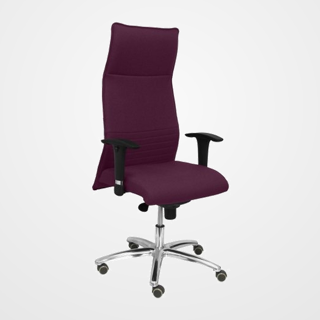 SILLON PIQUERAS Y CRESPO ALBACETE XL DIRECCION HASTA 160 Kg MECANISMO SINCRO BRAZOS REGULABLES EN ALTURA CON ESPUMA VISCOELASTICA ASIENTO A MEDIDA TAPIZADO BALI MORADO