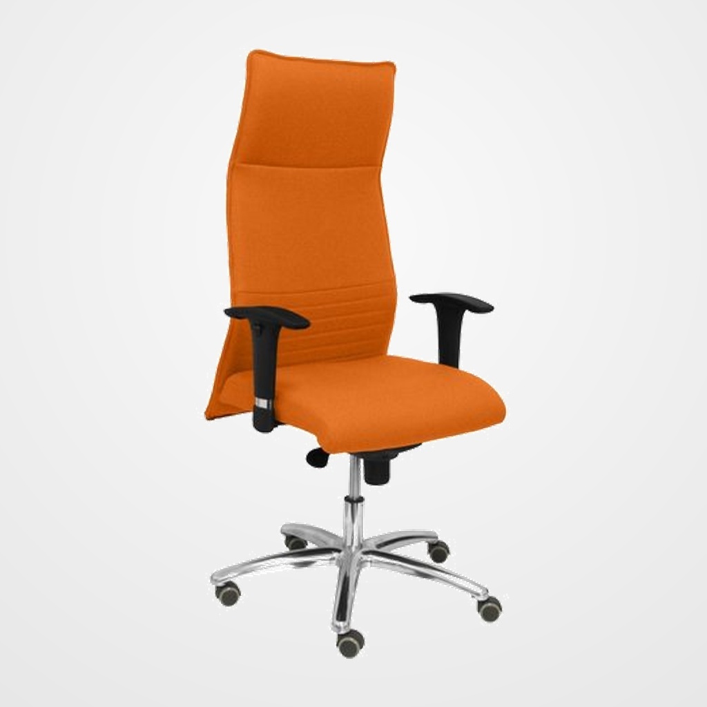 SILLON PIQUERAS Y CRESPO ALBACETE XL DIRECCION HASTA 160 Kg MECANISMO SINCRO BRAZOS REGULABLES EN ALTURA CON ESPUMA VISCOELASTICA ASIENTO A MEDIDA TAPIZADO BALI NARANJA
