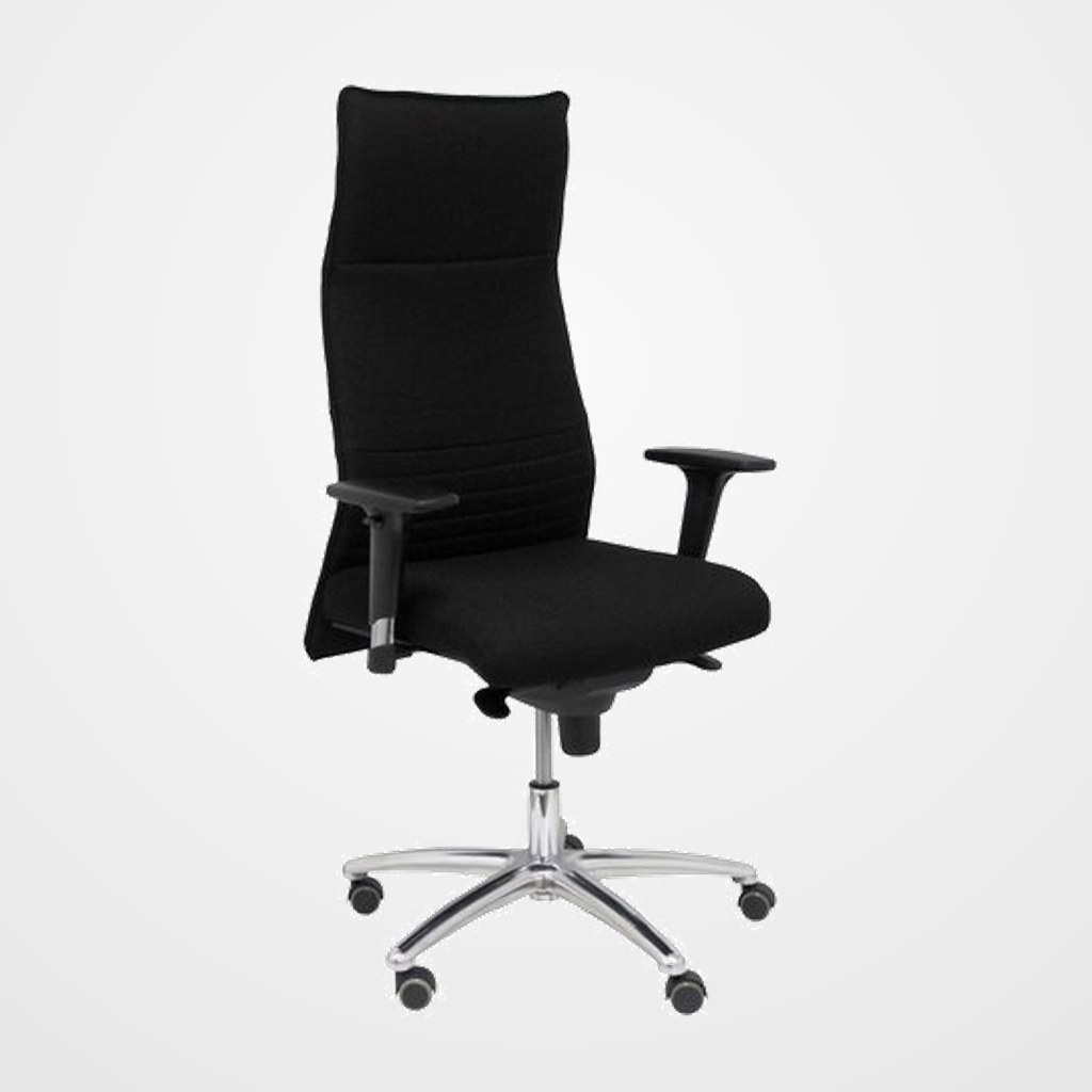 SILLON PIQUERAS Y CRESPO ALBACETE XL DIRECCION HASTA 160 Kg MECANISMO SINCRO BRAZOS REGULABLES EN ALTURA CON ESPUMA VISCOELASTICA ASIENTO A MEDIDA TAPIZADO BALI NEGRO