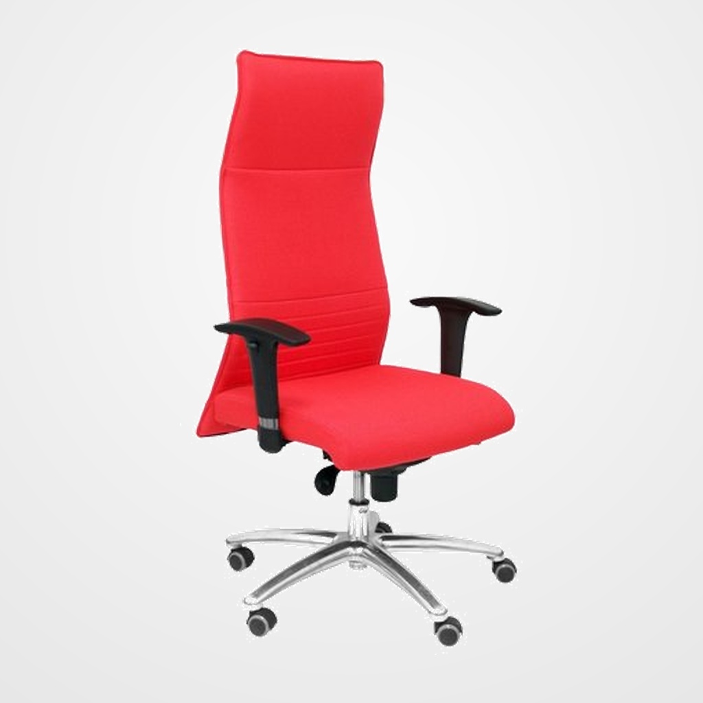 SILLON PIQUERAS Y CRESPO ALBACETE XL DIRECCION HASTA 160 Kg MECANISMO SINCRO BRAZOS REGULABLES EN ALTURA CON ESPUMA VISCOELASTICA ASIENTO A MEDIDA TAPIZADO BALI ROJO