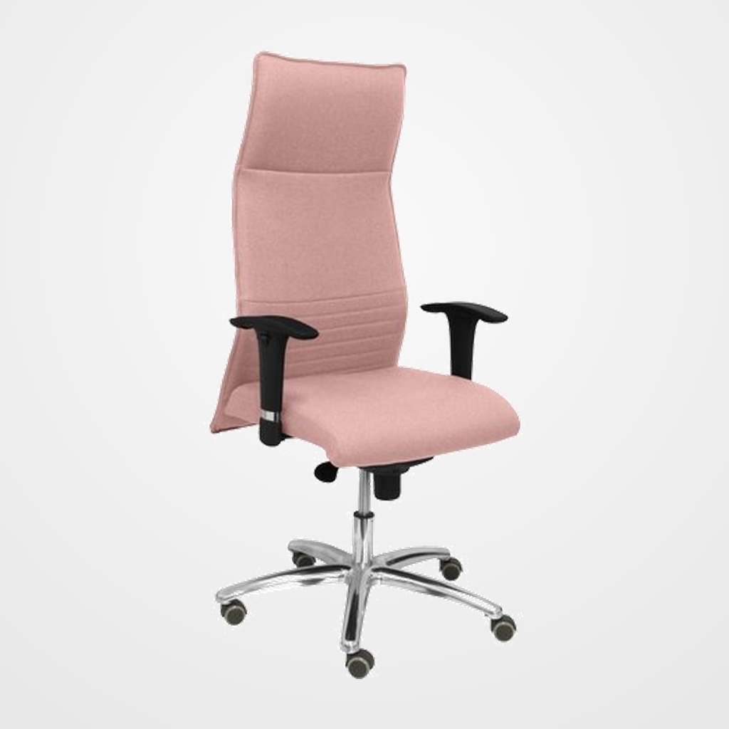 SILLON PIQUERAS Y CRESPO ALBACETE XL DIRECCION HASTA 160 Kg MECANISMO SINCRO BRAZOS REGULABLES EN ALTURA CON ESPUMA VISCOELASTICA ASIENTO A MEDIDA TAPIZADO BALI ROSA PALIDO