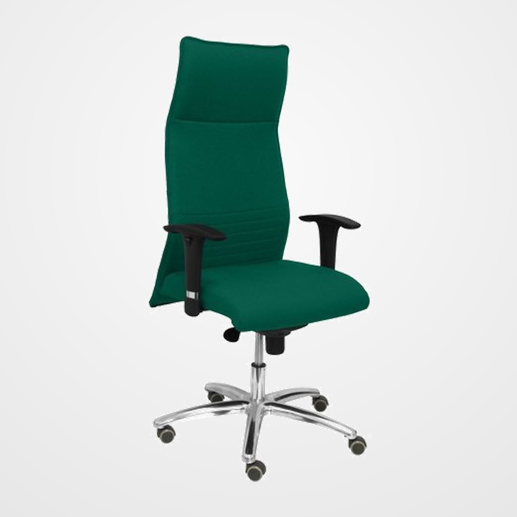 SILLON PIQUERAS Y CRESPO ALBACETE XL DIRECCION HASTA 160 Kg MECANISMO SINCRO BRAZOS REGULABLES EN ALTURA CON ESPUMA VISCOELASTICA ASIENTO A MEDIDA TAPIZADO BALI VERDE