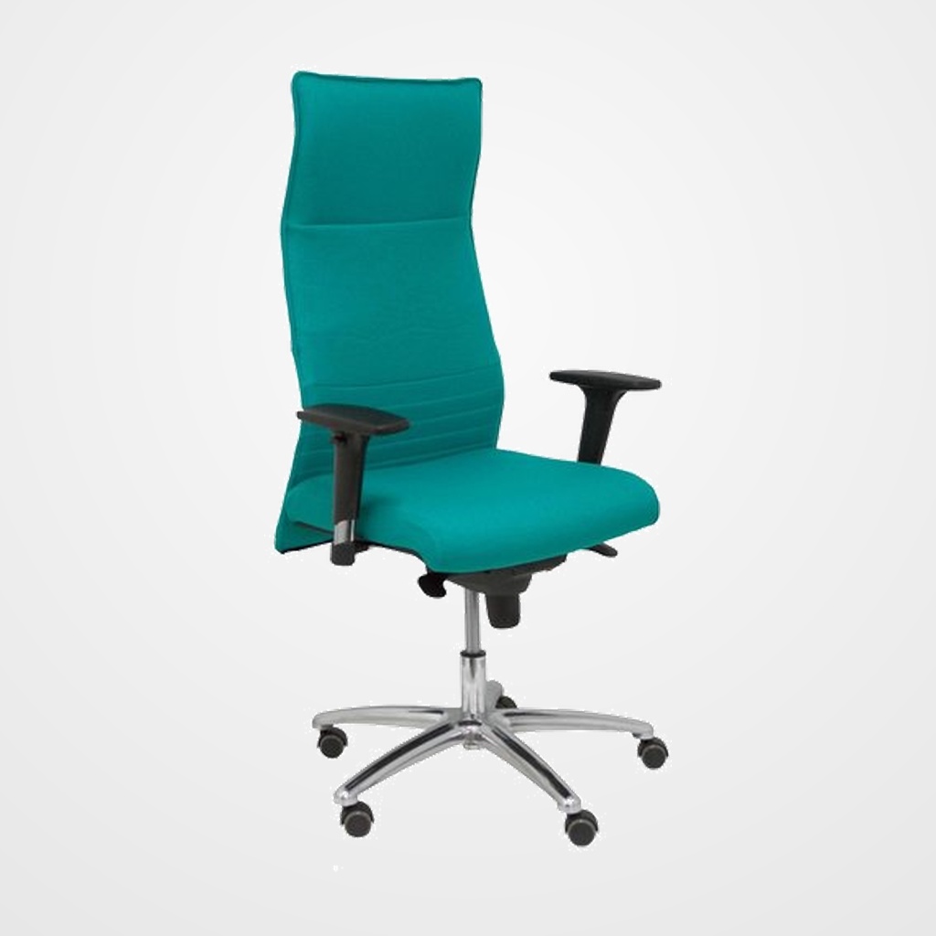 SILLON PIQUERAS Y CRESPO ALBACETE XL DIRECCION HASTA 160 Kg MECANISMO SINCRO BRAZOS REGULABLES EN ALTURA CON ESPUMA VISCOELASTICA ASIENTO A MEDIDA TAPIZADO BALI VERDE TURQUESA