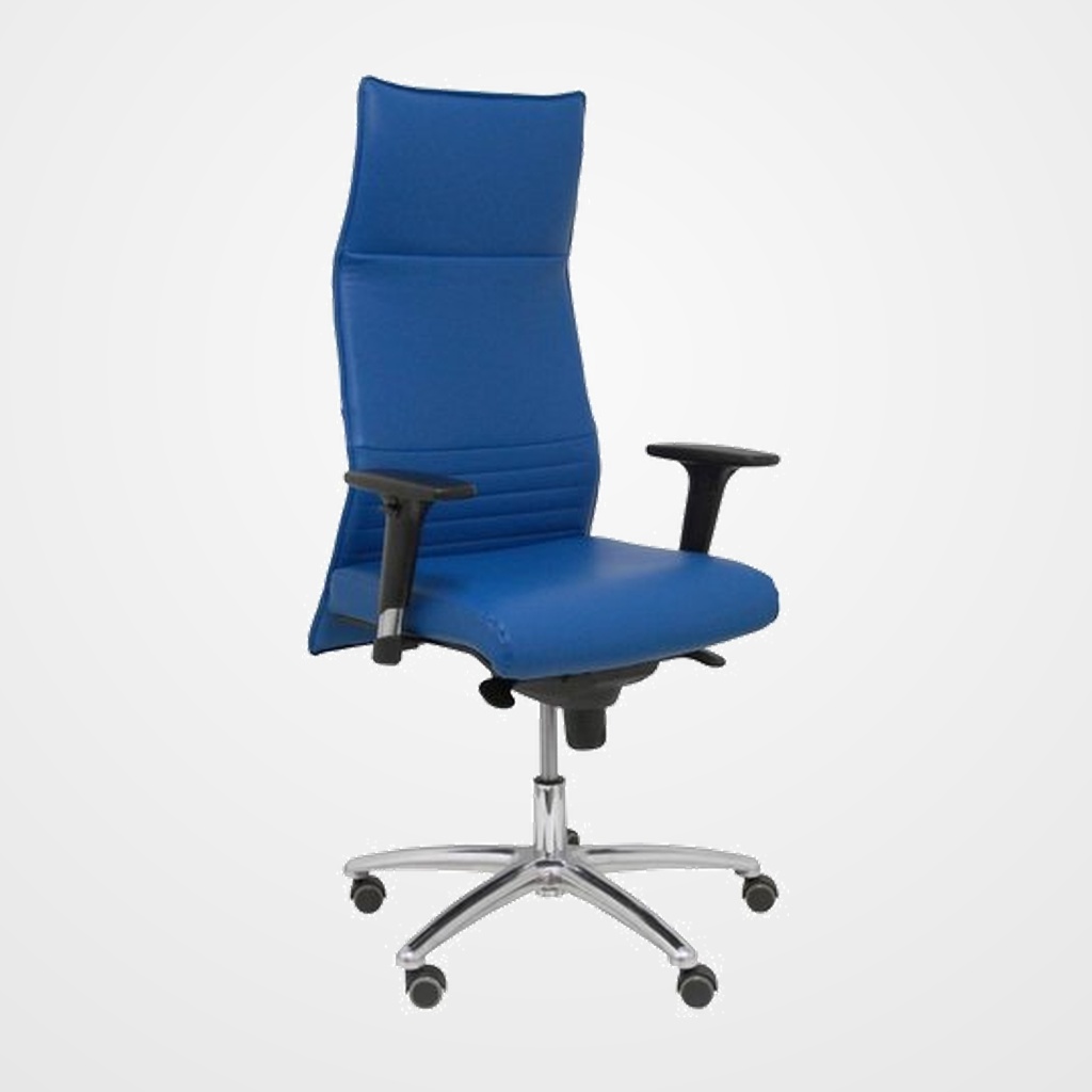 SILLON PIQUERAS Y CRESPO ALBACETE XL DIRECCION HASTA 160 Kg MECANISMO SINCRO BRAZOS REGULABLES EN ALTURA CON ESPUMA VISCOELASTICA ASIENTO A MEDIDA TAPIZADO SIMILPIEL AZUL