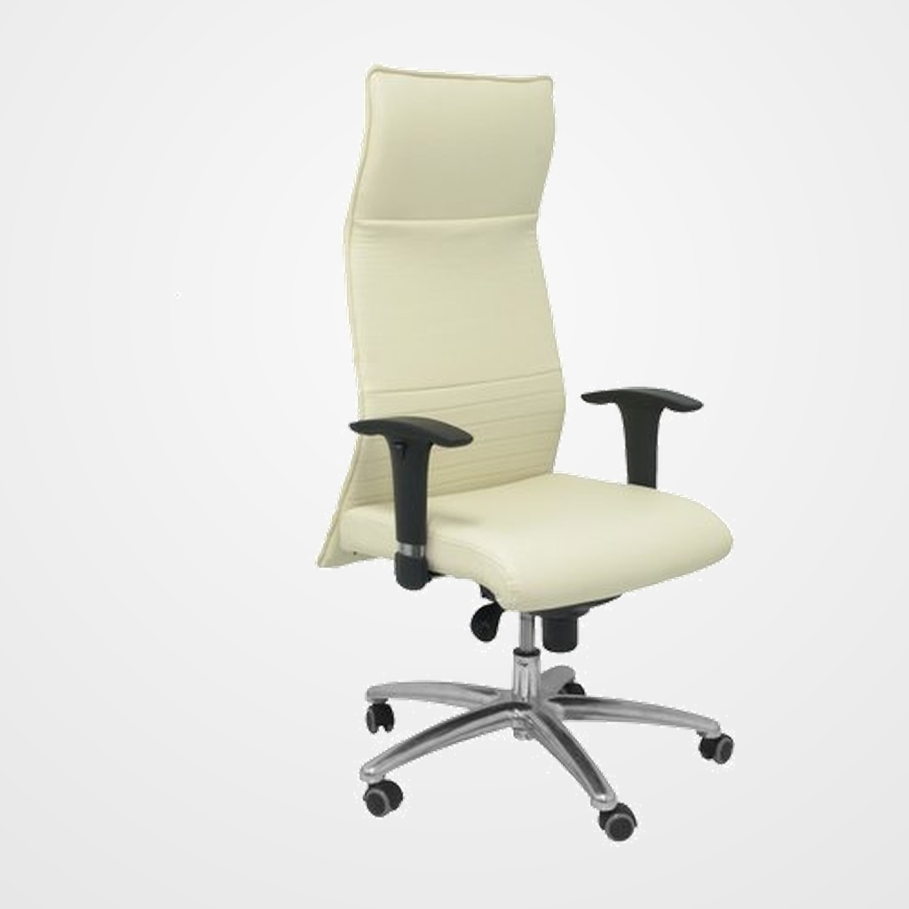SILLON PIQUERAS Y CRESPO ALBACETE XL DIRECCION HASTA 160 Kg MECANISMO SINCRO BRAZOS REGULABLES EN ALTURA CON ESPUMA VISCOELASTICA ASIENTO A MEDIDA TAPIZADO SIMILPIEL CREMA