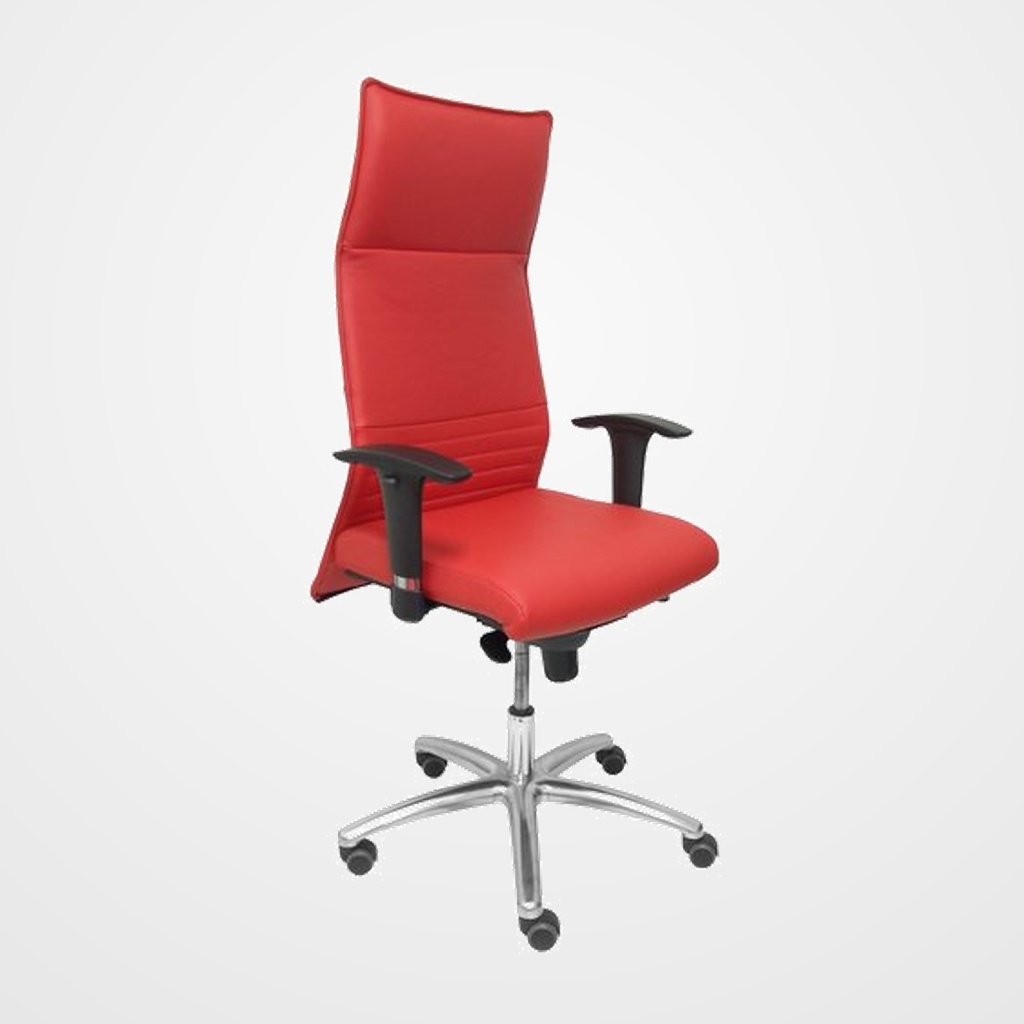 SILLON PIQUERAS Y CRESPO ALBACETE XL DIRECCION HASTA 160 Kg MECANISMO SINCRO BRAZOS REGULABLES EN ALTURA CON ESPUMA VISCOELASTICA ASIENTO A MEDIDA TAPIZADO SIMILPIEL ROJO
