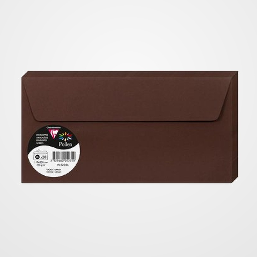 SOBRE CLAIREFONTAINE POLLEN 110x220 120g CACAO PAQUETE DE 20