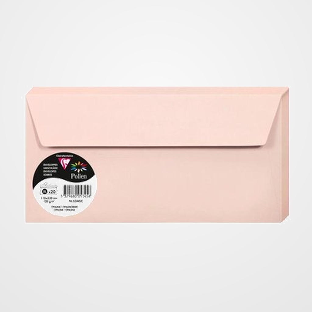 SOBRE CLAIREFONTAINE POLLEN 110x220 120g OPALINA PAQUETE DE 20