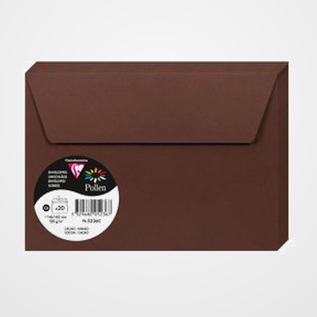 SOBRE CLAIREFONTAINE POLLEN 114x162 120g CACAO PAQUETE DE 20