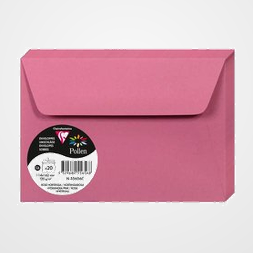 SOBRE CLAIREFONTAINE POLLEN 114x162 120g ROSA HORTENSIA PAQUETE DE 20