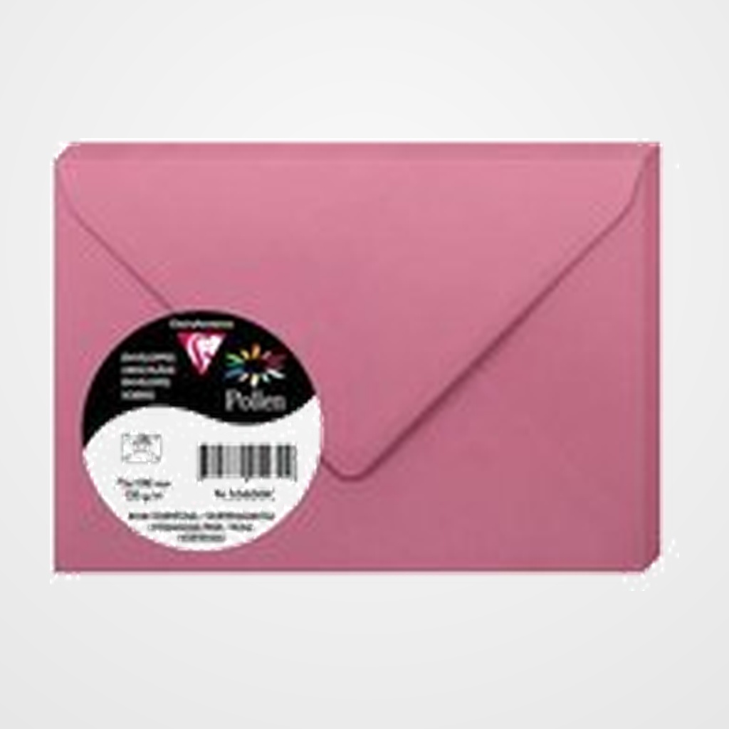 SOBRE CLAIREFONTAINE POLLEN 75x100 120g ROSA HORTENSIA PAQUETE DE 20