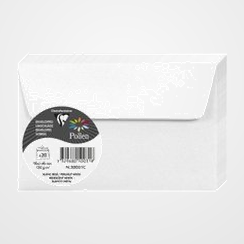 SOBRE CLAIREFONTAINE POLLEN 90x140 120g BLANCO METALIZADO PAQUETE DE 20