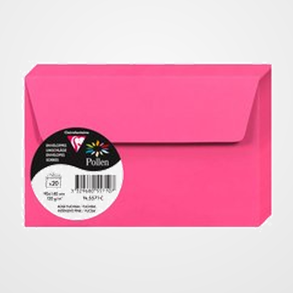 SOBRE CLAIREFONTAINE POLLEN 90x140 120g FUCSIA PAQUETE DE 20