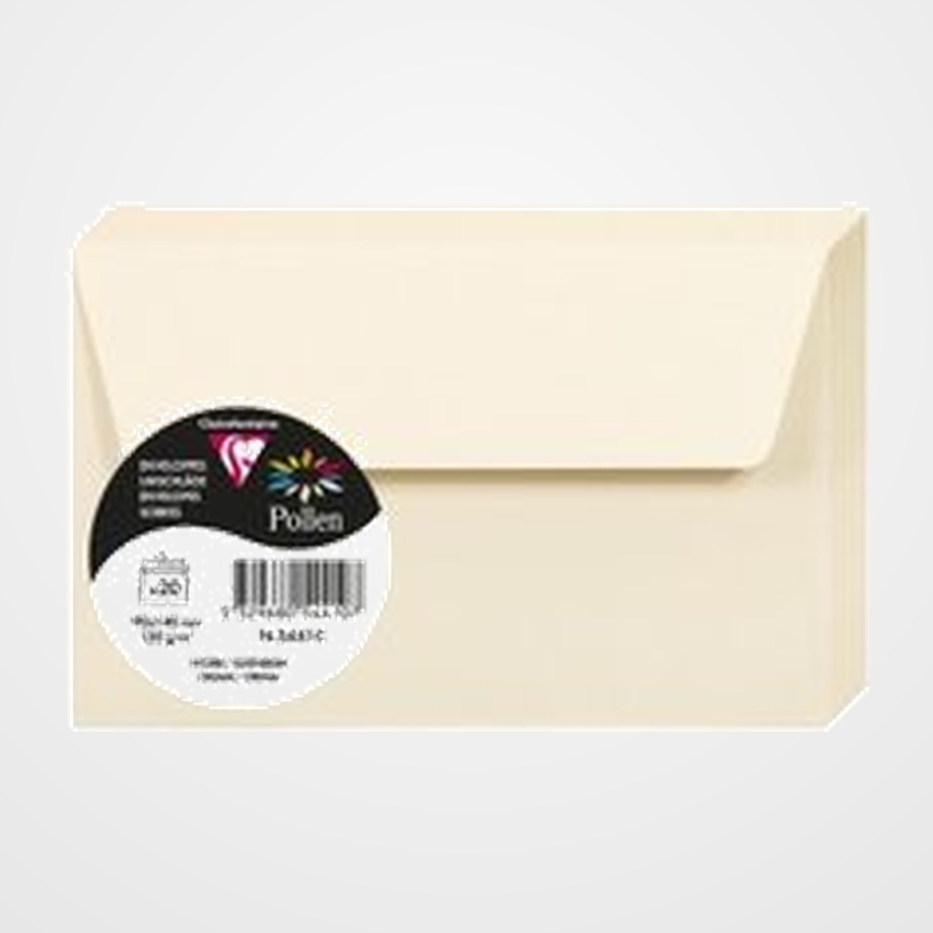SOBRE CLAIREFONTAINE POLLEN 90x140 120g MARFIL PAQUETE DE 20