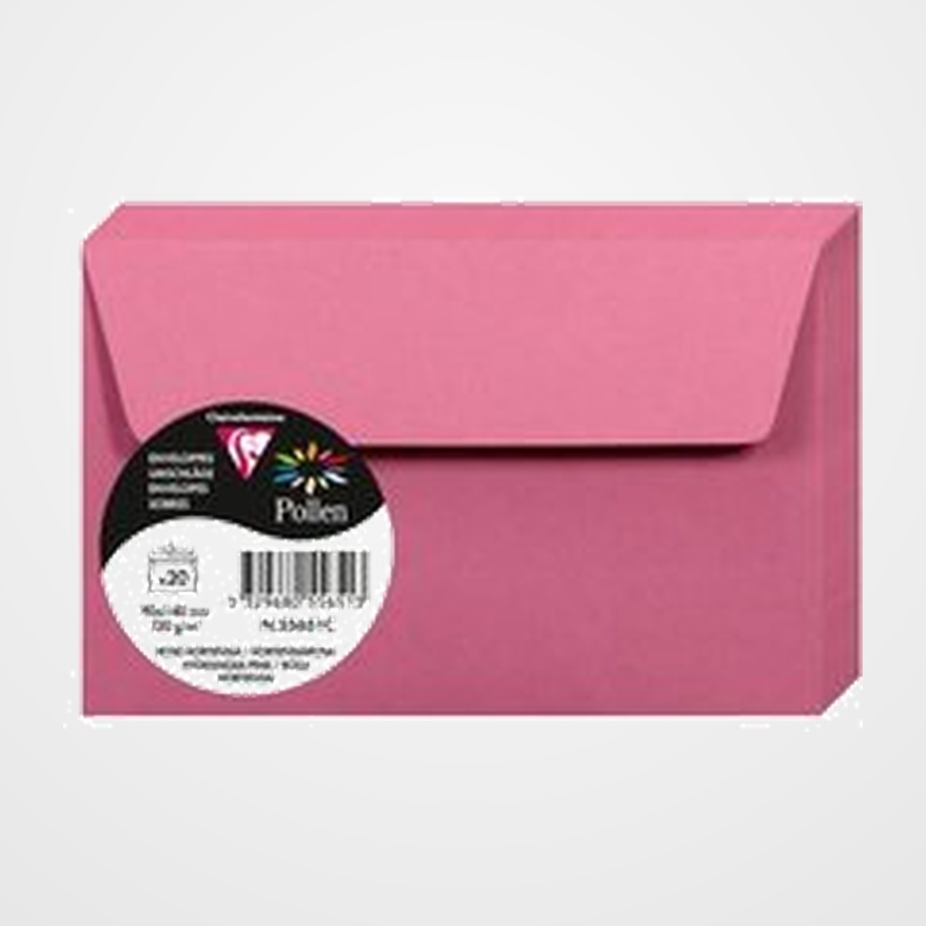 SOBRE CLAIREFONTAINE POLLEN 90x140 120g ROSA HORTENCIA PAQUETE DE 20
