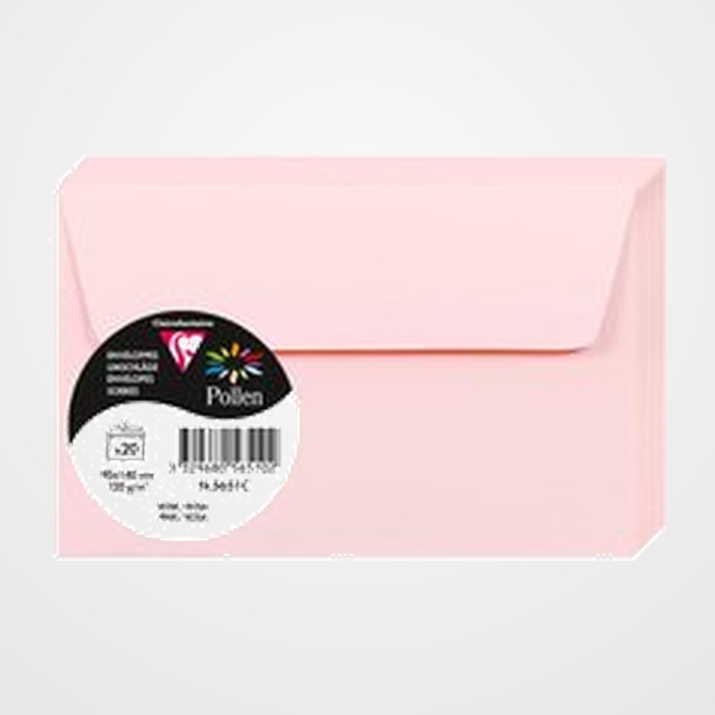 SOBRE CLAIREFONTAINE POLLEN 90x140 120g ROSA PAQUETE DE 20