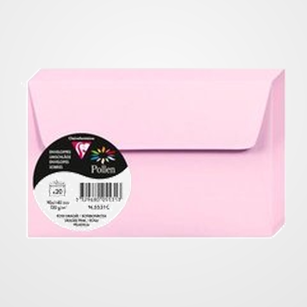 SOBRE CLAIREFONTAINE POLLEN 90x140 120g ROSA PELADILLA PAQUETE DE 20