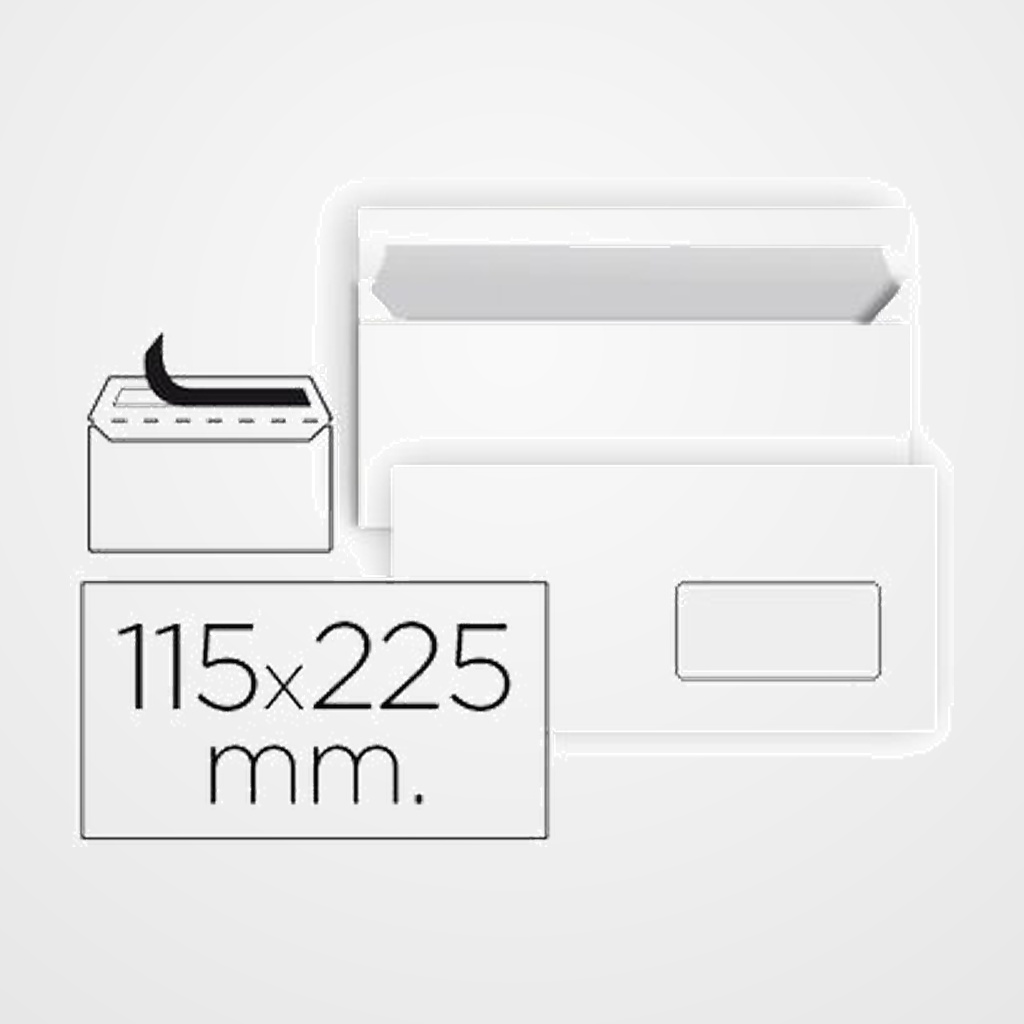 SOBRE SAM ECOSAM+ 115x225 BLANCO 105g OPEN V.DCHA.(SILICONA) CAJA de 500