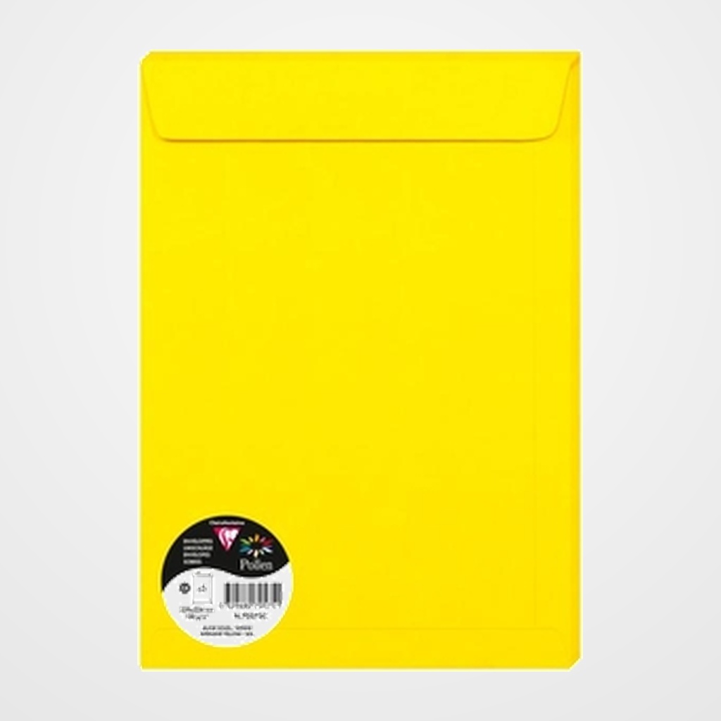 [26401734] SOBRE-BOLSA CLAIREFONTAINE POLLEN 229x324 120g AMARILLO SOL PAQUETE de 5