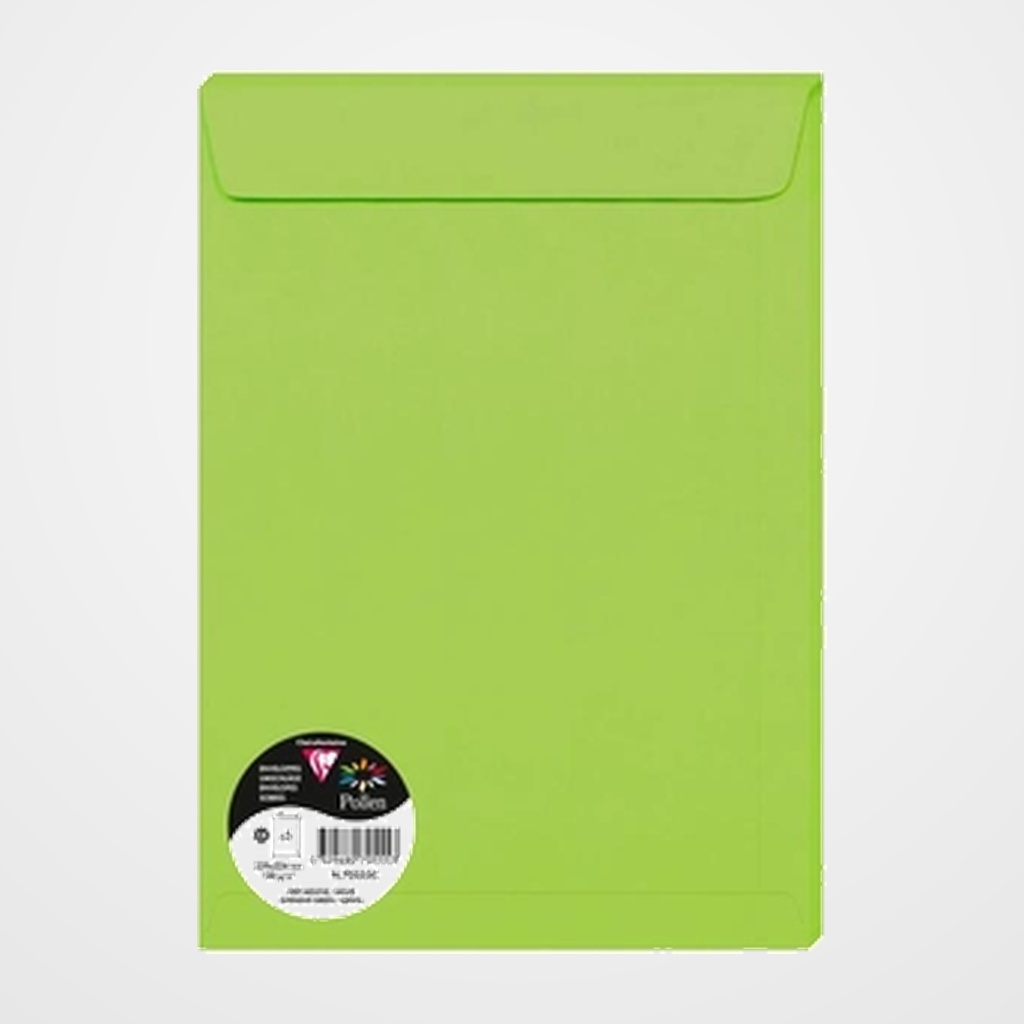 SOBRE-BOLSA CLAIREFONTAINE POLLEN 229x324 120g VERDE MENTA PAQUETE de 5
