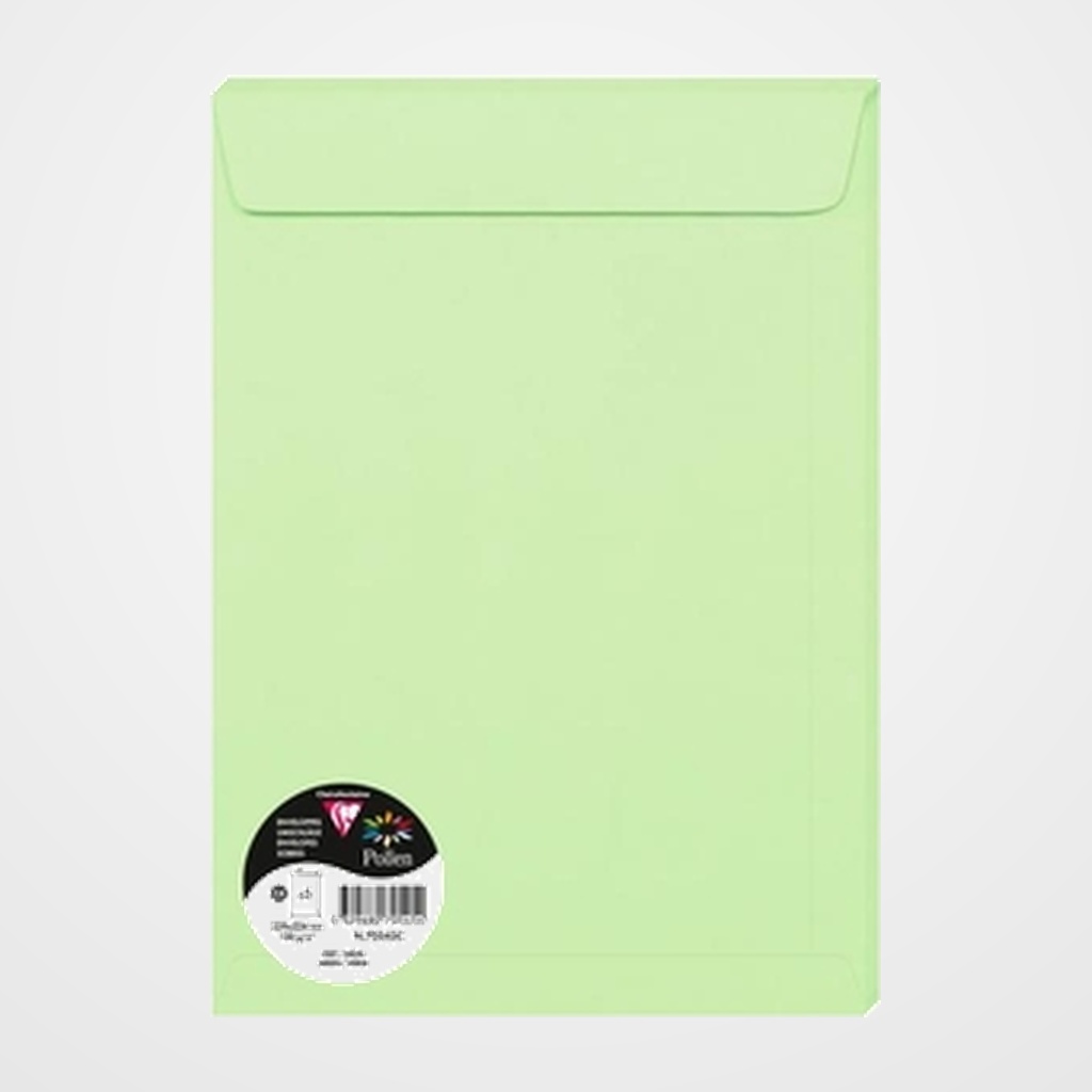 [26401732] SOBRE-BOLSA CLAIREFONTAINE POLLEN 229x324 120g VERDE PAQUETE de 5