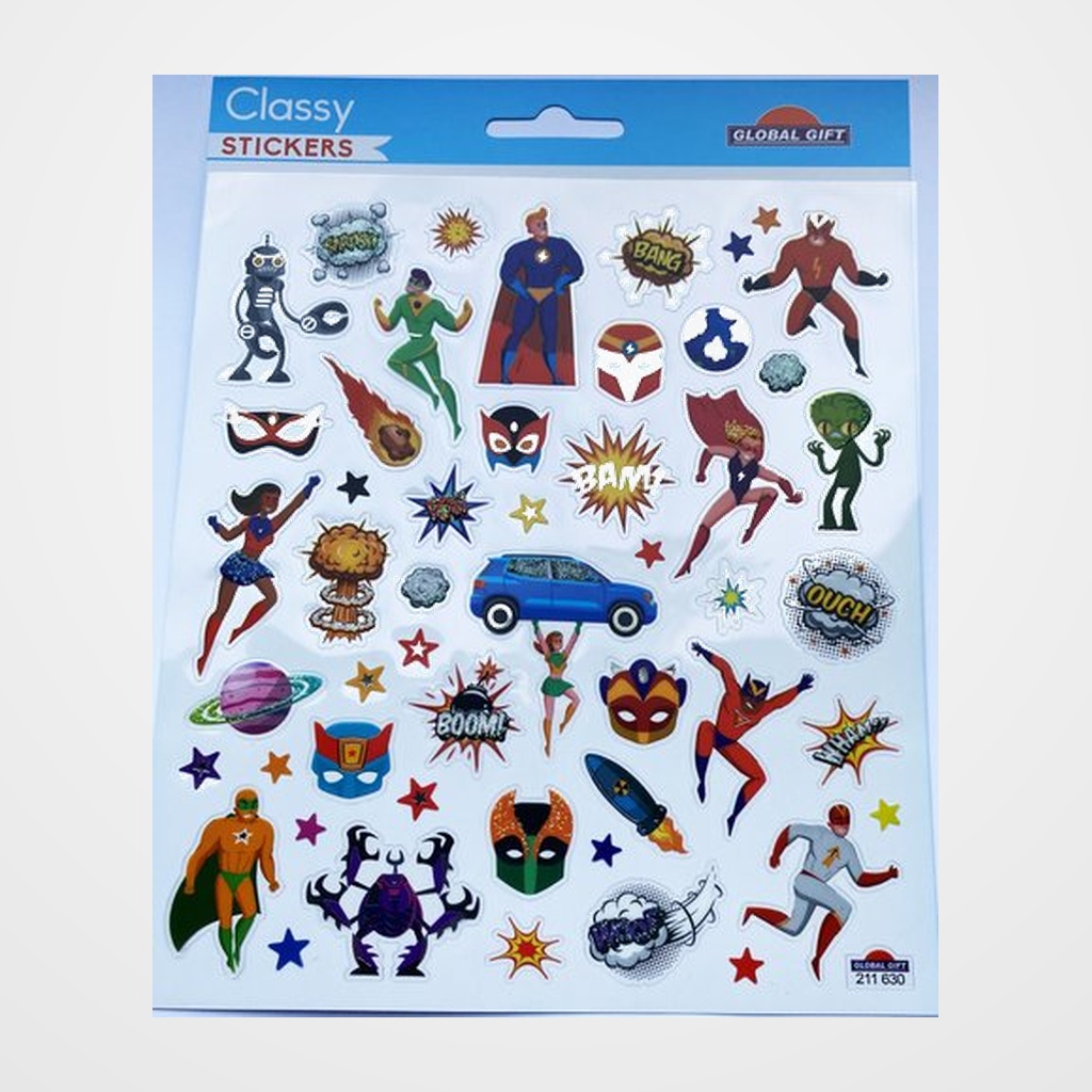 STICKERS GRUPO GLOBAL GIFT BOLSA 1h CLASSY SUPERHEROES GLITTER