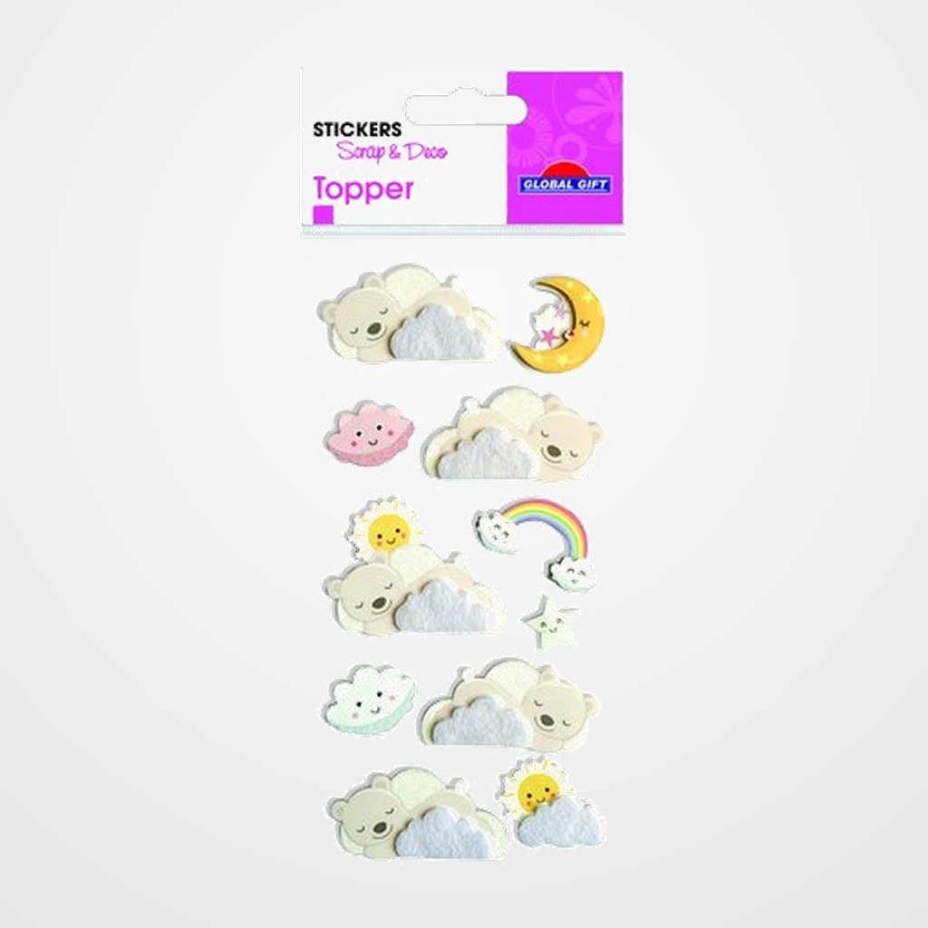 STICKERS GRUPO GLOBAL GIFT BOLSA 1h TOPPER SCRAP & DECO SUEÑOS RELIEVE