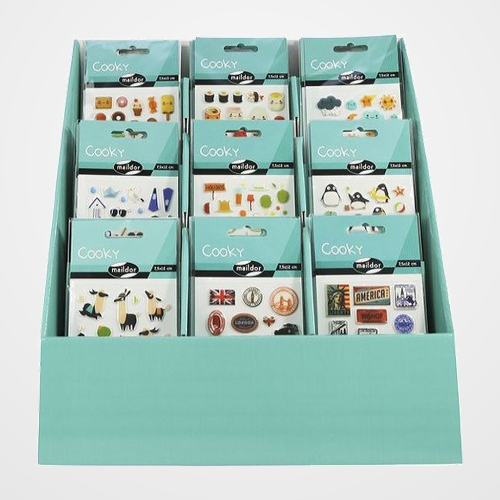 STICKERS MAILDOR COOKY VACACIONES VERANO EXPOSITOR DE 90