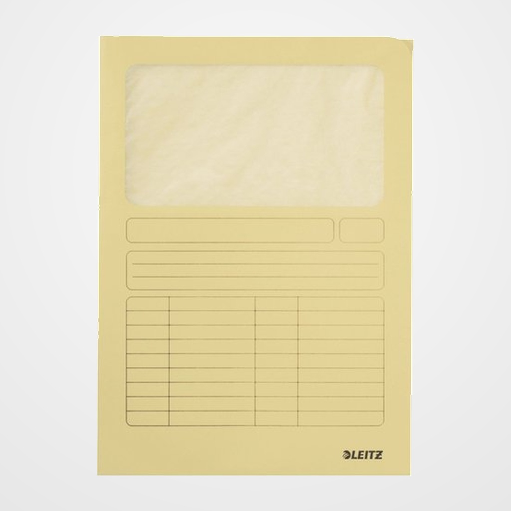 [18001114] SUBCARPETA LEITZ VENTANA 140g A4 AMARILLO PAQUETE de 100