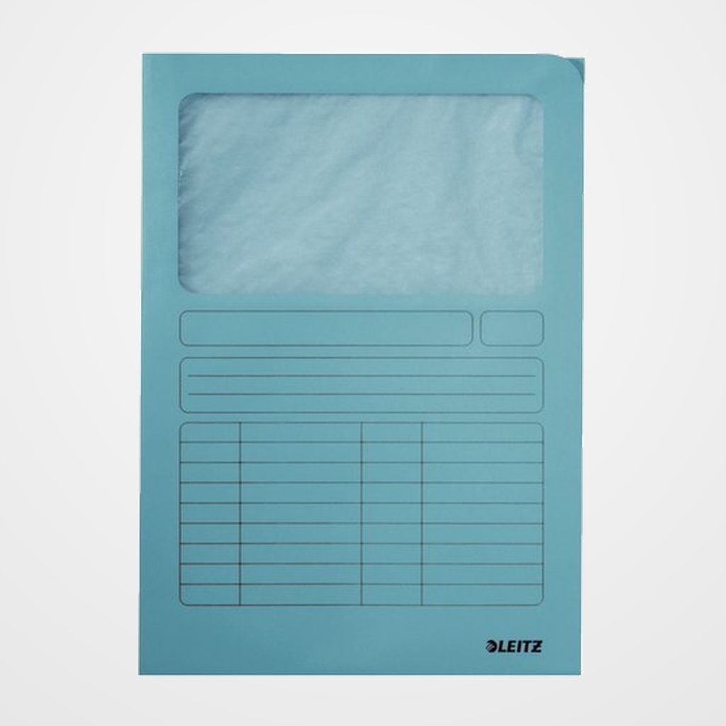[18001116] SUBCARPETA LEITZ VENTANA 140g A4 AZUL PAQUETE de 100