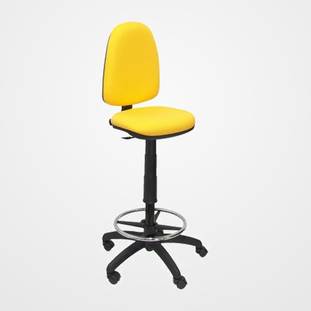 TABURETE PIQUERAS Y CRESPO AYNA ERGONOMICO MECANISMO DE CONTACTO PERMANENTE REGULABLE EN ALTURA Y ARO REPOSAPIES ASIENTO Y RESPALDO TAPIZADOS BALI AMARILLO