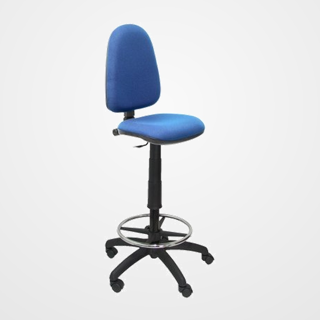 TABURETE PIQUERAS Y CRESPO AYNA ERGONOMICO MECANISMO DE CONTACTO PERMANENTE REGULABLE EN ALTURA Y ARO REPOSAPIES ASIENTO Y RESPALDO TAPIZADOS BALI AZULMARINO