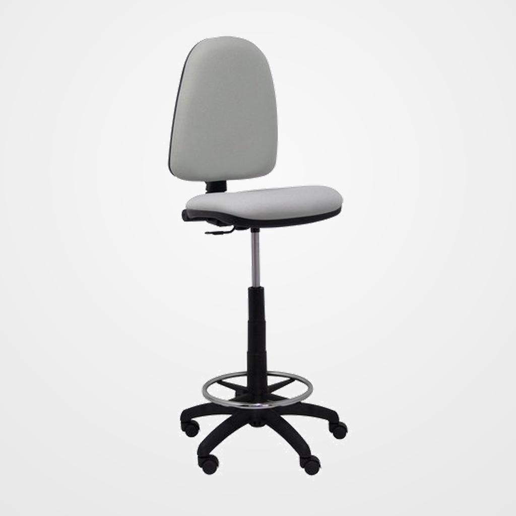 TABURETE PIQUERAS Y CRESPO AYNA ERGONOMICO MECANISMO DE CONTACTO PERMANENTE REGULABLE EN ALTURA Y ARO REPOSAPIES ASIENTO Y RESPALDO TAPIZADOS BALI GRIS CLARO