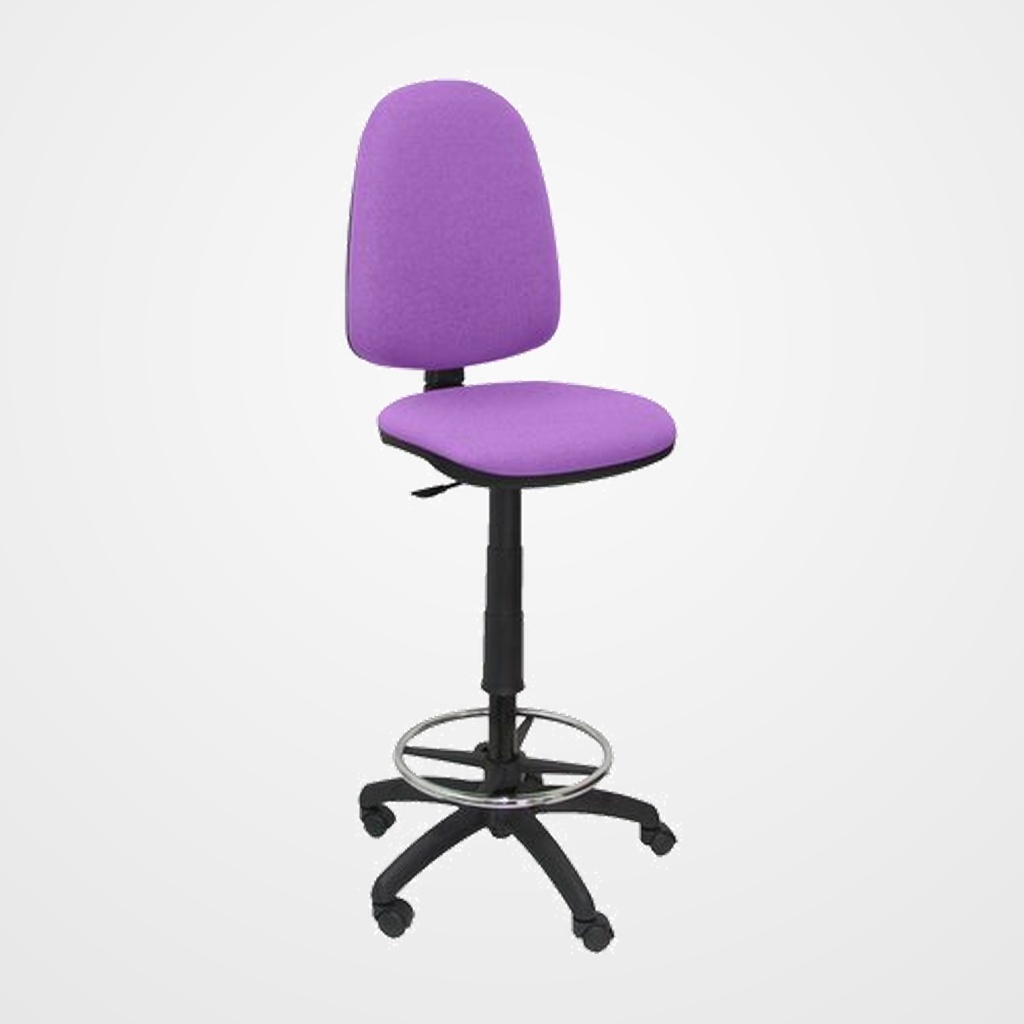 TABURETE PIQUERAS Y CRESPO AYNA ERGONOMICO MECANISMO DE CONTACTO PERMANENTE REGULABLE EN ALTURA Y ARO REPOSAPIES ASIENTO Y RESPALDO TAPIZADOS BALI LILA