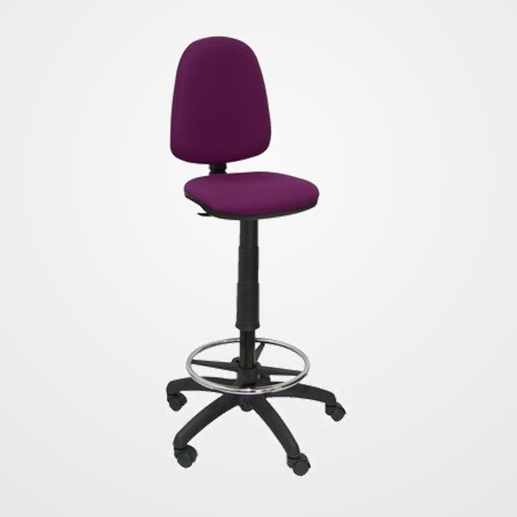 TABURETE PIQUERAS Y CRESPO AYNA ERGONOMICO MECANISMO DE CONTACTO PERMANENTE REGULABLE EN ALTURA Y ARO REPOSAPIES ASIENTO Y RESPALDO TAPIZADOS BALI MORADO