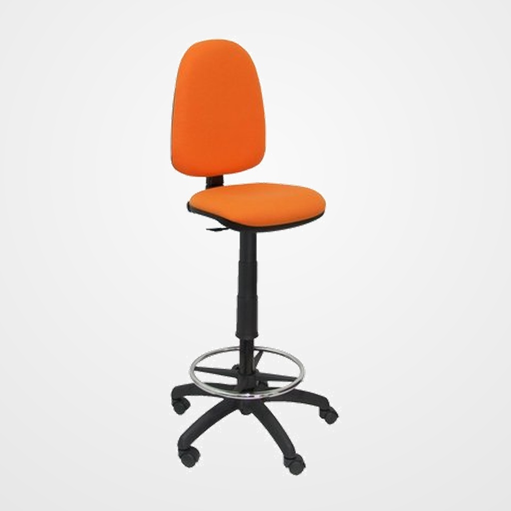 TABURETE PIQUERAS Y CRESPO AYNA ERGONOMICO MECANISMO DE CONTACTO PERMANENTE REGULABLE EN ALTURA Y ARO REPOSAPIES ASIENTO Y RESPALDO TAPIZADOS BALI NARANJA