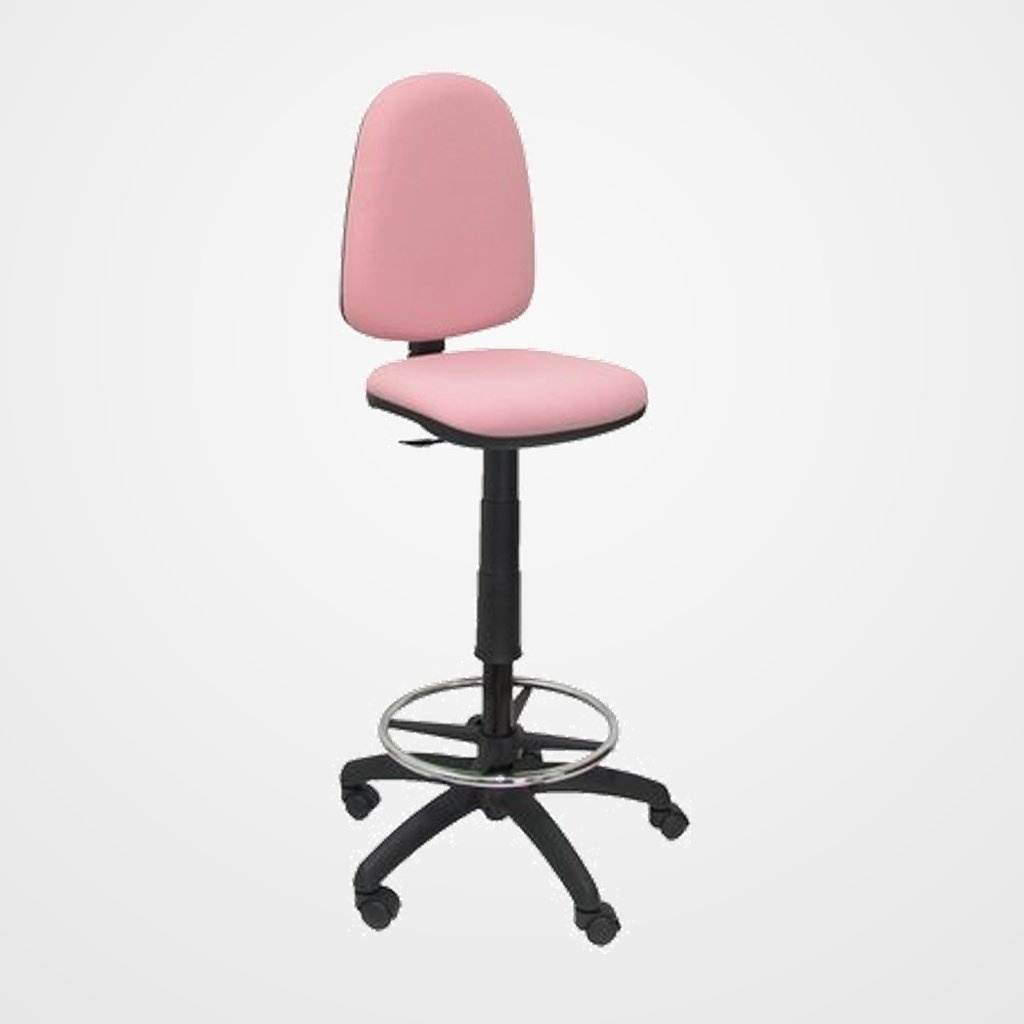 TABURETE PIQUERAS Y CRESPO AYNA ERGONOMICO MECANISMO DE CONTACTO PERMANENTE REGULABLE EN ALTURA Y ARO REPOSAPIES ASIENTO Y RESPALDO TAPIZADOS BALI ROSA PALIDO