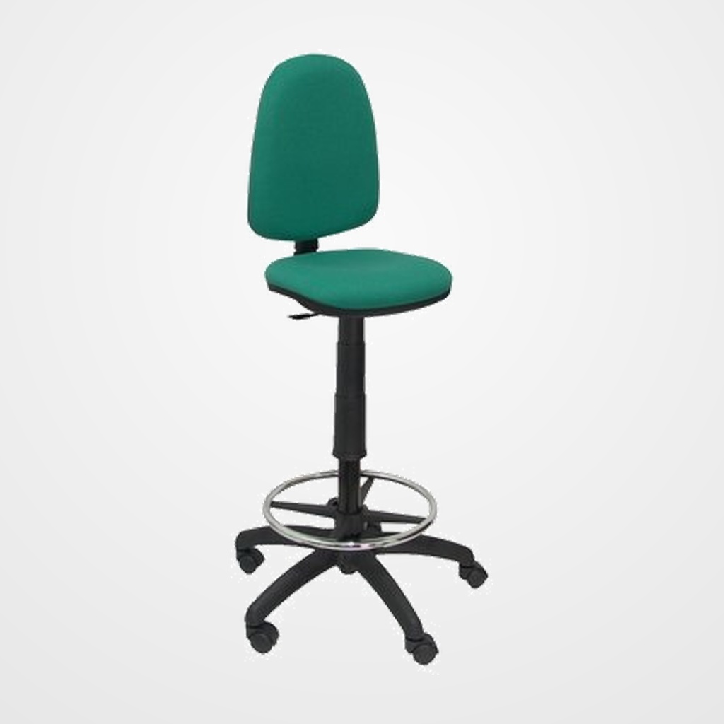 TABURETE PIQUERAS Y CRESPO AYNA ERGONOMICO MECANISMO DE CONTACTO PERMANENTE REGULABLE EN ALTURA Y ARO REPOSAPIES ASIENTO Y RESPALDO TAPIZADOS BALI VERDE